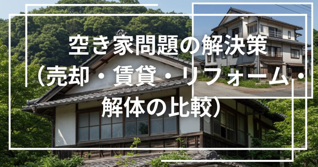 空き家問題の解決策（売却・賃貸・リフォーム・解体の比較）