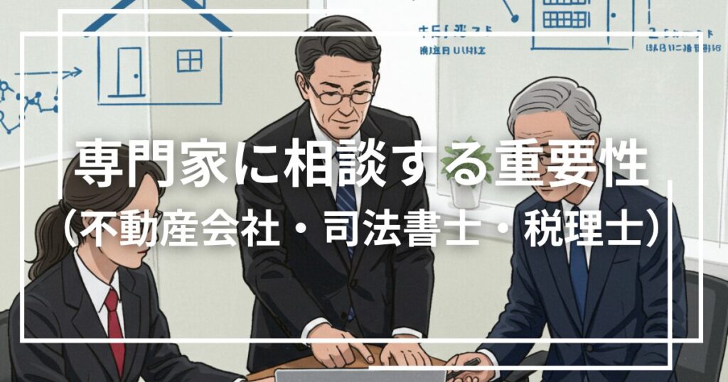 専門家に相談する重要性（不動産会社・司法書士・税理士）