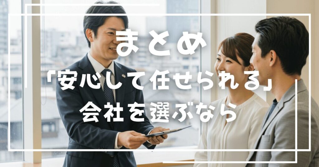  まとめ｜「安心して任せられる」会社を選ぶなら