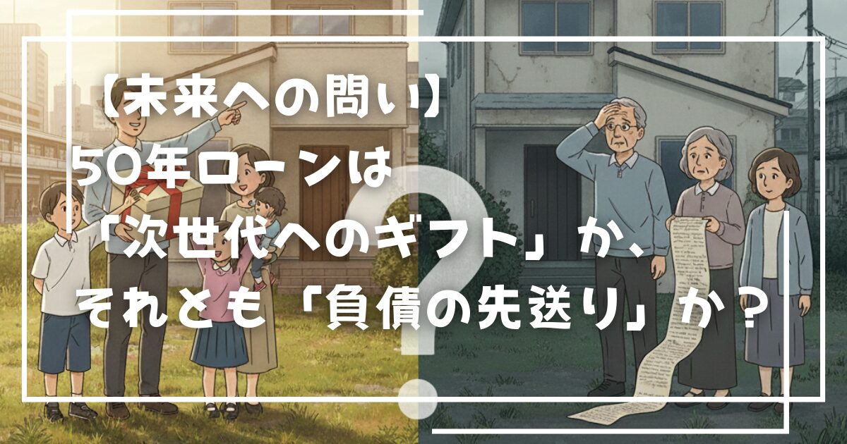 【未来への問い】50年ローンは「次世代へのギフト」か、それとも「負債の先送り」か？