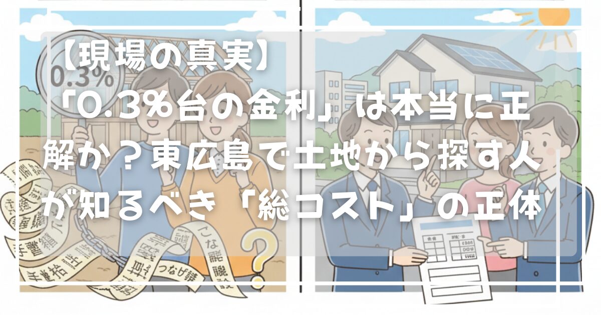【現場の真実】「0.3%台の金利」は本当に正解か？東広島で土地から探す人が知るべき「総コスト」の正体